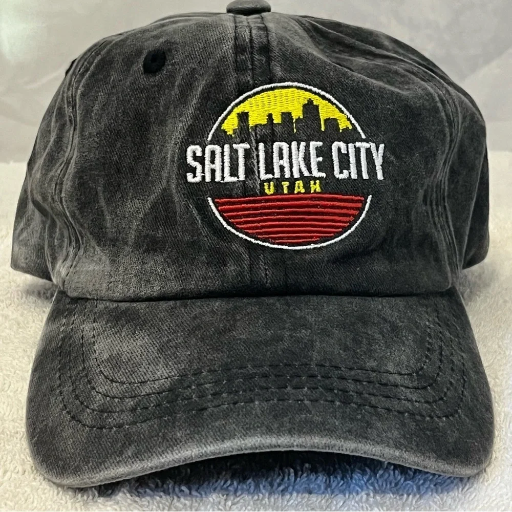 Salt Lake City Embroidered Cotton Dark Grey Adjustable Cap